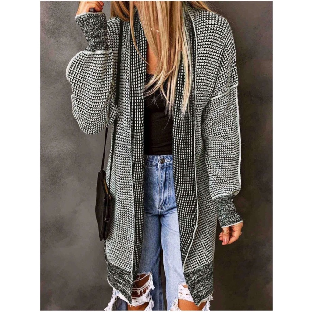 Cozy 2 Tone Open Front Oversized Cardigan S M L XL